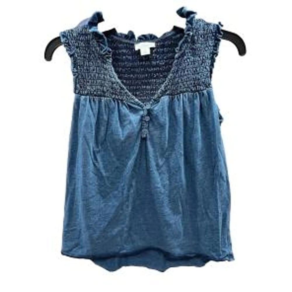 Nwot INDUSTRY Blue Ruffled Smocked Top - Picture 6 of 6